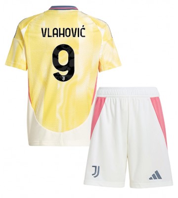 Juventus Dusan Vlahovic #9 Venkovní dres komplet pro Děti 2024-25 Krátkým Rukávem (+ Krátké kalhoty)
